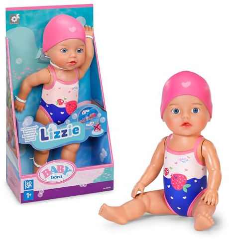 BABY born Schwimmende Lizzie 30 cm Badepuppe zum Aufziehen | Wasserfest, funktioniert ohne Batterien, für Wasserspiele, ab 1 Jahr