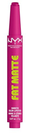 NYX Professional Makeup, Fat Matte Smooth Color Lipstick, soft-mattes Finish mit cremiger Textur, intensive Farbe mit jedem Klick, leichte vegane Formel, Farbton: Fluffy Fuchsia