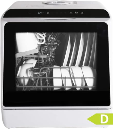 YU YUSING Mini Lave-vaisselle Compact 45cm 3 Couverts, 5+1 Programmes | Séchage PTC Ventilation 72h, Petit Lave-vaisselle Table Portable, Avec/Sans Arrivée d'Eau, Réservoir 5L/Robinet, Écran LED