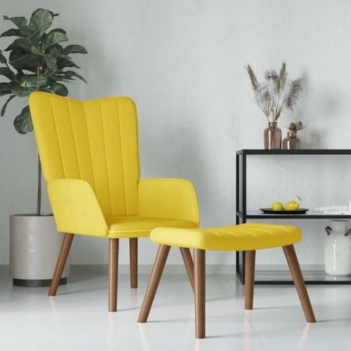 Frdhee Wohnzimmer Sessel Liegestuhl,Relaxsessel mit Hocker Senfgelb Samt,Liegestühle für Wohnzimmer,Schlafzimmer,Balkon