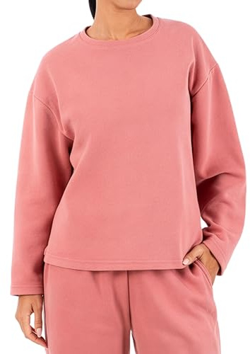 SMILODOX Longsleeve Damen Sirel Oversize Fit, Langarmshirt, Sport Oberteil mit minimalistischem Design, Rundhalsausschnitt, Dezentes Logo-Stitching, Lässige Silhouette, für Gym & Freizeit