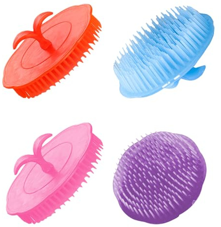 DIYEAH 4 Stück Haarbürsten mit Kopfhautmassage und Peelingfunktion aus Pe Geeignet für Verschiedene Frisuren Praktisch zum Trocknen der Haare Zufällige Farbe