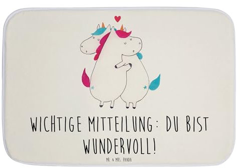Mr. & Mrs. Panda Badvorleger Einhorn Mitteilung - Geschenk, Liebe, Duschteppich, Badezimmermatte, Badematte, Unicorn, Einhorn Deko, Duschvorleger,