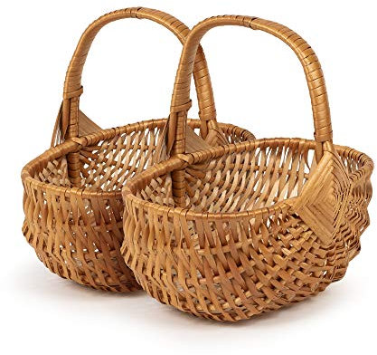TYSK Design Kinderkorb klassisch 2er-Set (Größe und Form wählbar) Blumenkorb, Streukörbchen für Blumenkinder/Blumenmädchen, Osterkorb, Kinder-Einkaufskorb, Korb geflochten aus Weide