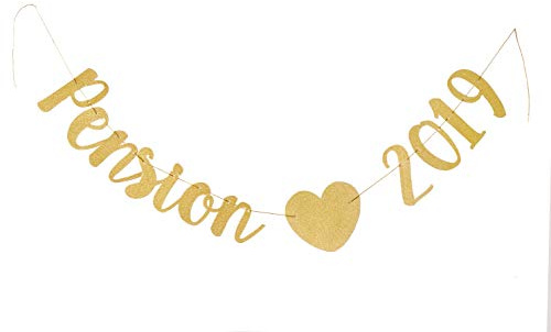 W.2 Pension 2019 Banner, Goldene Party Deko für einen stilvollen Abschied in den Ruhestand