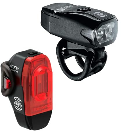 LEZYNE KTV Pro Smart Bike Light Set LED Programmable Lights, 20h Runtime, USB Rechargeable, 200 Lumens, Mountain & Road Bike Lights
