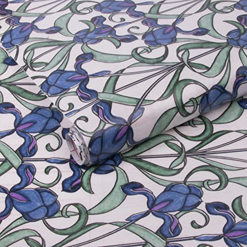 Superfresco Easy Film adhésif pour vitre Fleurs d'Iris 200 x 45cm Bleu Indigo, Vert