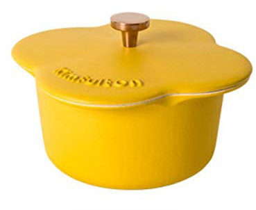 XCXDX Yellow Flower Cast Iron Enamel Pot, Baby Health Food Supplement Pot, Household Cooker With Lid, Easy To Clean 14cm
