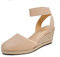 Dream Pairs - Sandali da Donna Elastici alla Caviglia, con Zeppa, Beige (Nude), 36 EU
