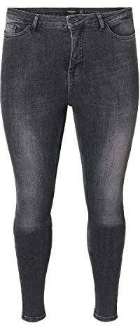 VERO MODA Damen Vmlora Hw Ss Bl Wash Jeans-k Curve Noos, Black Denim, 44
