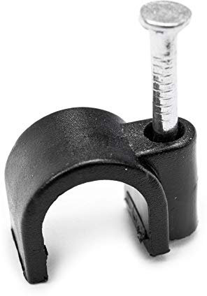 Black Round 9mm Cable Clips, Pack of 20, Maximum Cable Diameter 9mm