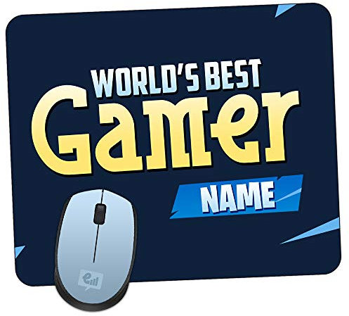 Gamer Mouse Mat - World's Best Gamer - Personalised Gift - Non-Slip Rubber Base Pad for PC Laptop Computer Mac Gaming Mousepad Room