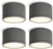 SSC-LUXon 4er Set CELI-WX Aufbaustrahler dimmbar IP44 für Außen & Bad mit LED GX53 warmweiß 5W - 4x Deckenspot 230V rund grau