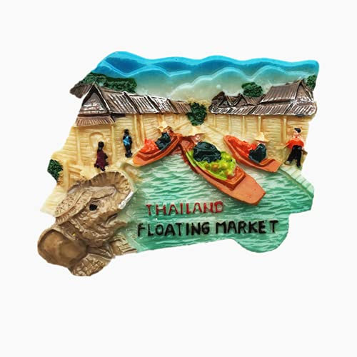 3D-Kühlschrankmagnet, schwimmender Markt, Pattaya, Thailand, Souvenir, Geschenk, Bastelkollektion