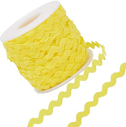 GORGECRAFT 27 Yard / 25 m Rick Rack Trim Ribbon Wave Nähen Biegen Fransen Trim 5 mm / 0.2 Zoll Zum Nähen von Blumen Machen Hochzeit Spitzenband Handwerk (Gelb)
