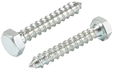 sourcing map Hex Lag Screws, M8 x 50mm Carbon Steel Zinc Plated Full Thread Self-Tapping Bolts for Wood Screw 25Pcs