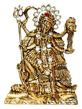 Universal Hub Kali Göttin Goldene Statue Religiöse Skulptur Sammlerfiguren Dekoratives Ornament Kali Maa Prunkstück Metallstatue Für Auto, Heimdekoration Diwali Geschenk