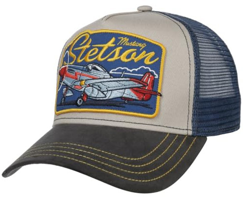 Stetson Airplane Trucker Cap Damen/Herren One Size (ca. 55-59 cm) - Meshcap mit Netz-Einsatz - Größenverstellbar durch Druckknopflasche - Schirmlänge 7 cm - Basecap Sommer/Winter beige One Size