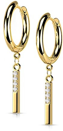 beyoutifulthings 1 Paar Damen Creolen Ohr-Hänger Anhänger 4 Zirkonia Clear Ohr-ringe Ohr-stecker Ohringe Gold