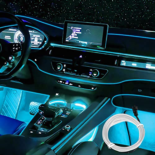 TOPJOWGA Led Ambientebeleuchtung Auto, 5m Ambientebeleuchtung USB Anschluss 5v, Schnittstellenlicht Autobeleuchtungen, Ambientebeleuchtung Wasserdicht Innenraum Atmosphäre Licht (Eisblau)