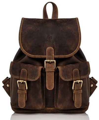 Damen Leder GERÄUMIG Rucksack BRAUN Paolo PERUZZI T-16-BR