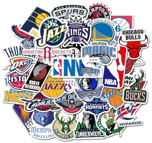 Basketball-Team Aufkleber für Laptop(32 PCS),Geschenk für Kinder Teens Erwachsene Jungen,Wasserdichte NBA Aufkleber für Wasserflaschen,Vinyl Stickers für Scrapbook,Skateboard,Auto
