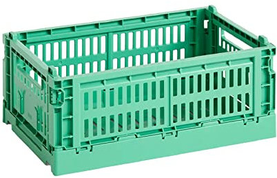 Hay Transportbox Colour Crate S aus recyceltem Polypropylen in der Farbe Dark mint