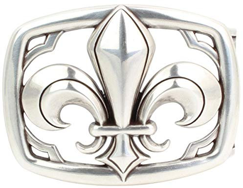 BELTINGER Gürtelschnalle Royal Lily 4,0 cm | Buckle Wechselschließe Gürtelschließe 40mm Massiv | Wechselgürtel bis 4cm | Silber
