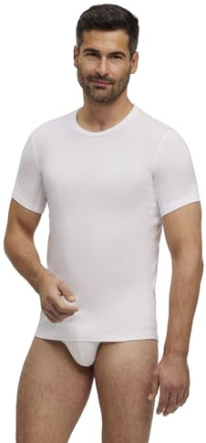 FALKE Herren Daily Climate Control Outlast® Round Neck Kurzarmshirt bequemes Unterhemd Rundhals-Ausschnitt hautfreundlich feuchtigkeitsregulierend schnelltrocknende atmungsaktive Baumwolle 1 Stück | ein angenehm weiches Tragegefühl
