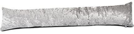 rucomfy Heavy Door Draught Excluder - 88cm Long Under Door Seal Energy Saving Draft Blocker Weather Proof Guard - Luxury Ritz Faux Crushed Velvet - Noise Reduction - 88cm x 18cm x 15cm (Grey)