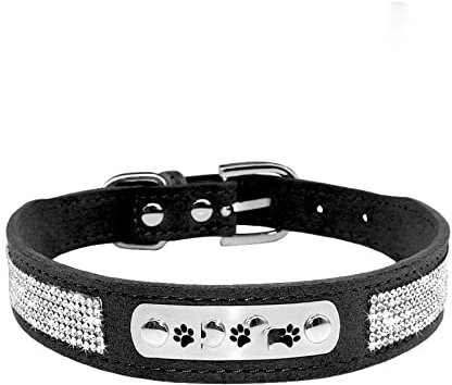 Collar de perro con etiqueta de nombre grabada para perros pequeños, medianos y grandes, placa de identificación personalizada de cuero suave para cachorros, gatos y perros (color: Nerón, tamaño: L)