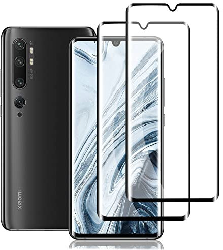 Ydiciv 2 Piezas Protector de pantalla para Xiaomi Mi Note 10 Cristal Templado, Vidrio Templado HD Transparente, Dureza 9H, Antihuellas, Sin Burbujas