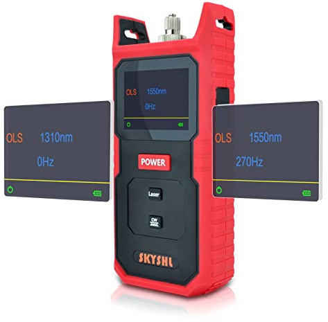 SKYSHL 1310nm 1550nm Probador de Fibra Óptica Fuente de Luz Fuente SM Optical Fiber Light Source Tester con Adaptador SC FC ST LC y Pantalla a Color(SS100S)