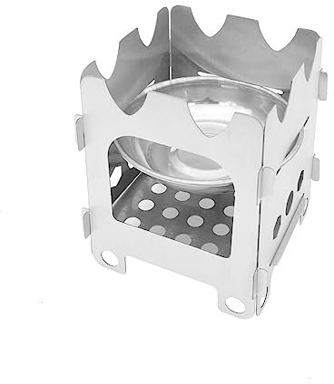 NUZAMAS Portable Stainless Steel Wood & Alcohol Camping Stove