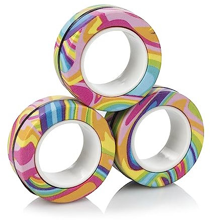 DAM. Magnetische Fingerringe, einzigartiges Design, Anti-Stress, Angst, Konzentration, Farbe: Regenbogen