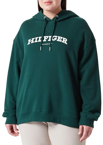 Tommy Hilfiger Damen Hoodie Crv Monotype Varsity Hoodie mit Kapuze, Grün (Hunter), 46