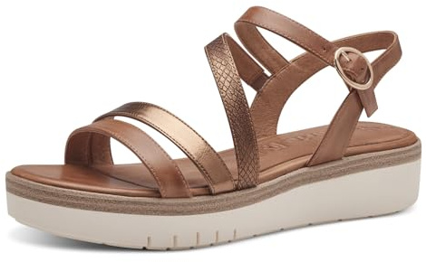 Tamaris Damen Plateau Sandalen Leder Sommer; NUT/braun; 36 EU