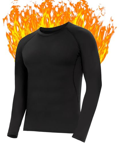 Kiiwah Herren Innenfleece Thermo Oberteil Unterwäsche, Unterhose Unterhemd Langarm Thermouterhosen Thermal Langarmshirt Skiunterwäsche