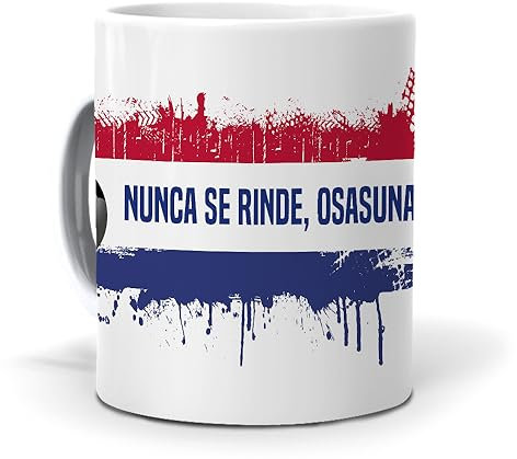 mundohuevo Taza Personalizada con Texto. Regalo Original. Nunca se rinde. Regalo Equipo de Futbol. Haz
