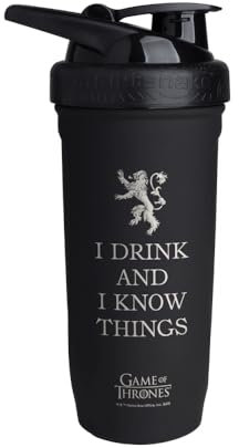 Smartshake Reforce Stainless Steel Game Of Thrones I Know Things, Shaker Bottle (900 ML /30oz) | Lightweight Resistance Sports Shaker Bottle with a Soft Lid | Leakproof, BPA Free & DEHP Free