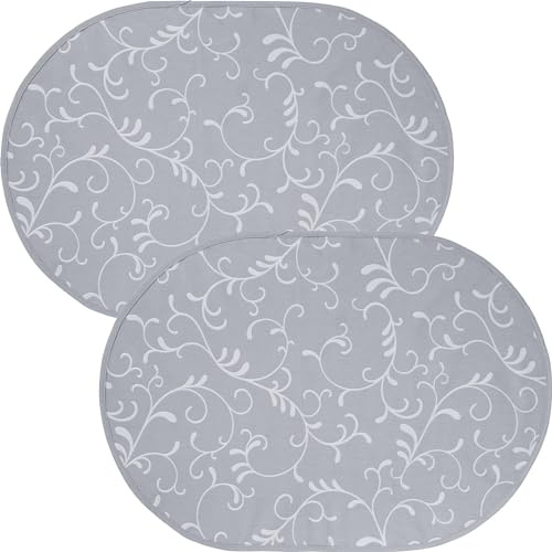 Erwin Müller Tischset Essen 2er-Pack abwaschbar hellgrau Größe oval: 35x50 cm