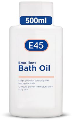E45 Bath Olio 500ml - Emolliente olio da bagno per idratare la pelle secca - Delicatamente per pelle morbida - Olio doccia Emollient senza sapone e senza profumo - Dermatologicamente testato