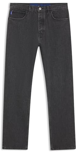HUGO Herren Nate Baggy-Fit Jeans aus schwarzem Stone-Washed-Denim