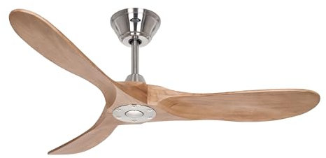 CasaFan Energiespar Deckenventilator mit Fernbedienung Eco Genuino Chrom gebürstet/Eiche mittel 122 cm