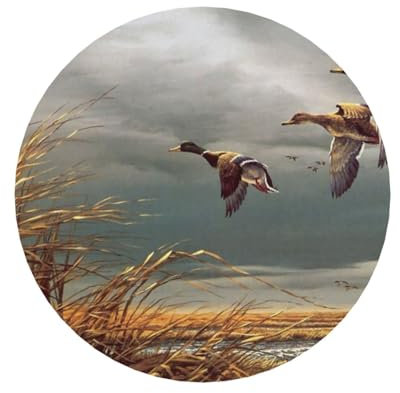 Jagd auf Fliegende Wildenten, runder magnetischer Kühlschrankaufkleber, Acryl-Kühlschrankmagnete, Möbeldekoration, 1 Stück