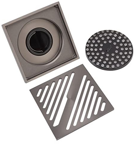 Quadratisches Duschablauf-Set, Quadratischer Dusch-Bodenablauf, Extra Dicker Badezimmer-Bodenablauf aus Edelstahl für die Küche zu Hause, Grau