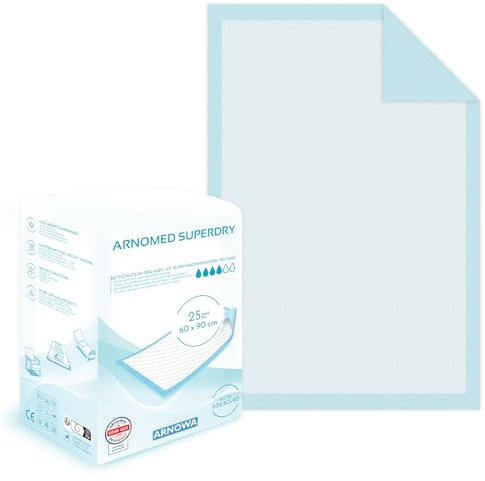 150x ARNOMED Inkontinenzunterlage Einweg , saugfähige Krankenunterlagen 60x90cm, Baby Wickelunterlage Einweg, 5-lagige Zellstoff Unterlagen Bett bei Inkontinenz, Betteinlagen Einweg, Wickelunterlage