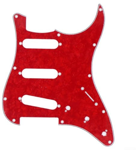 Vibrant 11 Loch Celluloid Pickguard für SSS E-Gitarren Einfache Installation (Red für Pearl)