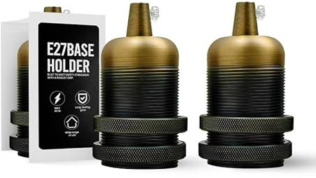 LEDSone Vintage Retro Glühbirnenfassung Lampenfassung Industrielle Edison E27 Glühbirnenfassung für DIY Pendelleuchte Wandleuchte - Passend für Lampenschirme (Gelbes Messing) (Gelbes Messing 2pk)