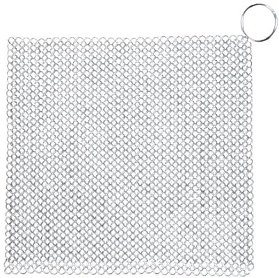 Chainmail Scrubber - Limpiador de hierro fundido, limpiador de hierro para limpieza de fundición, trapos de malla antiarañazos, estropajo de acero reutilizable multiusos resistente para mojado y